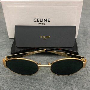 Celine Triomphe Gold Metal Oval Sunglasses